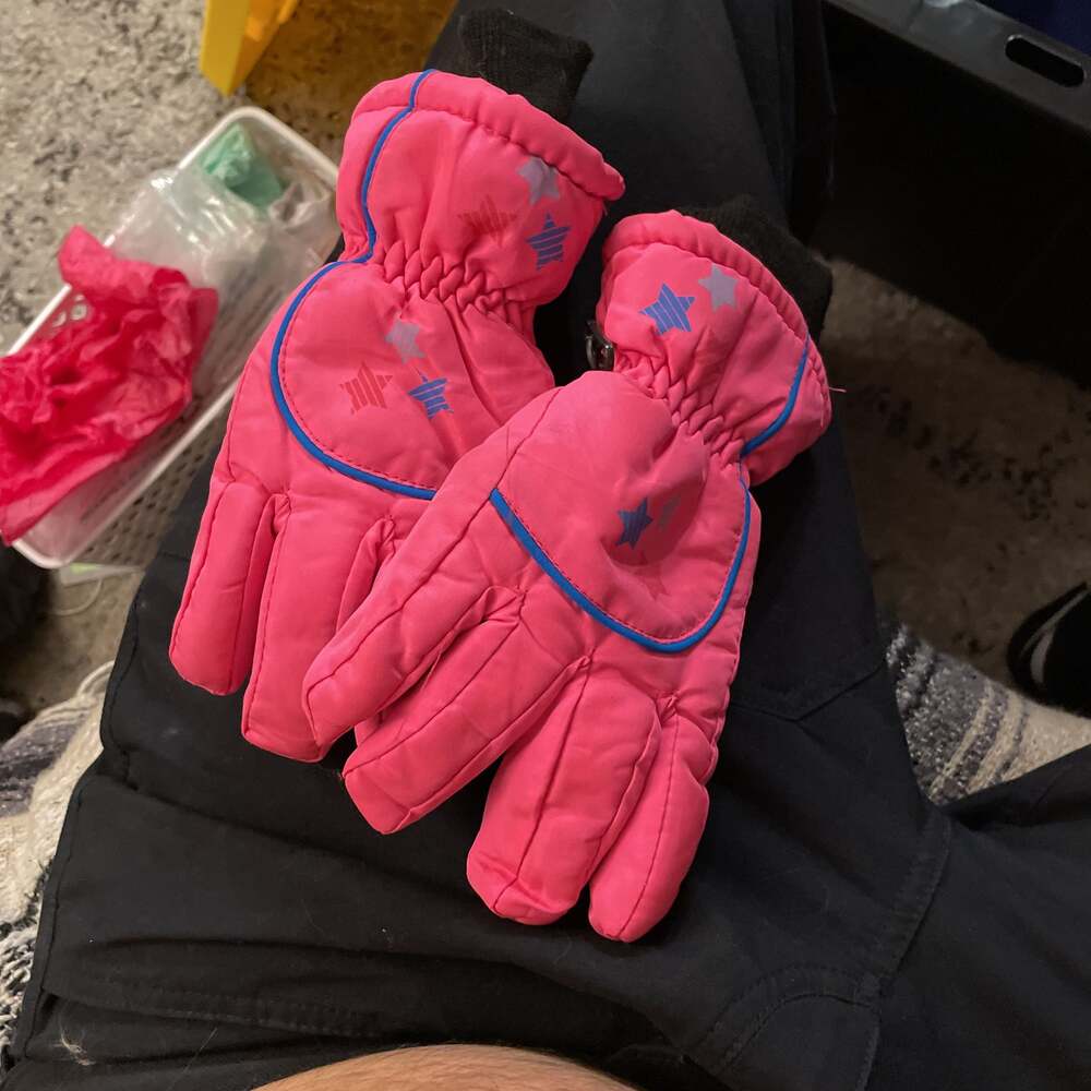 Vintage Wannabe Kids Thinsulate Retro Neon Pink Blue Color Block Winter Ski Glov